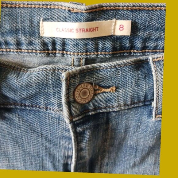 Levis Classic Straight Mid-Rise Blue Denim Jeans Womens Size 8 - Picture 5 of 11